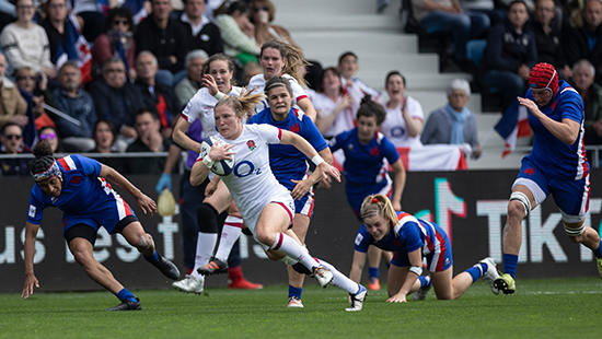 England and France womens rugby players