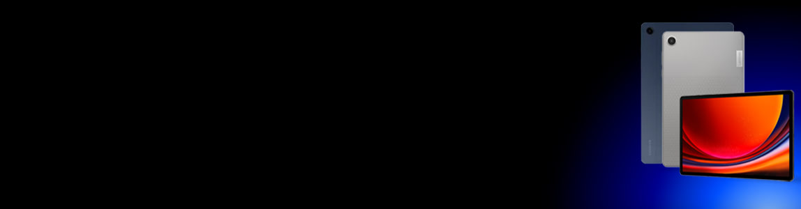Android tablets on black and blue background