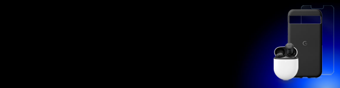 Android accessories on black and blue background