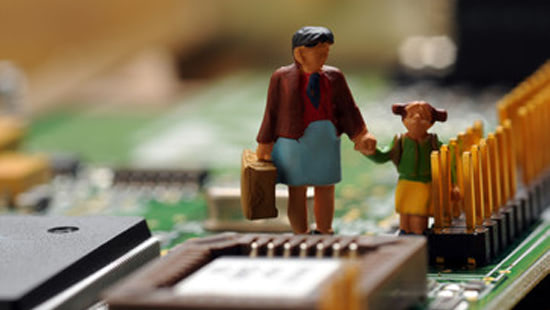 Mother and child toy on chip board