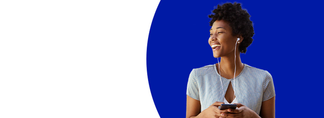 Woman on blue background