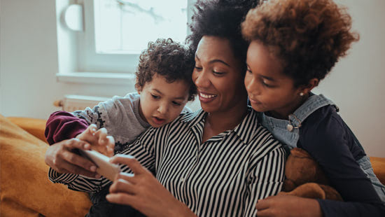 Family using a phone