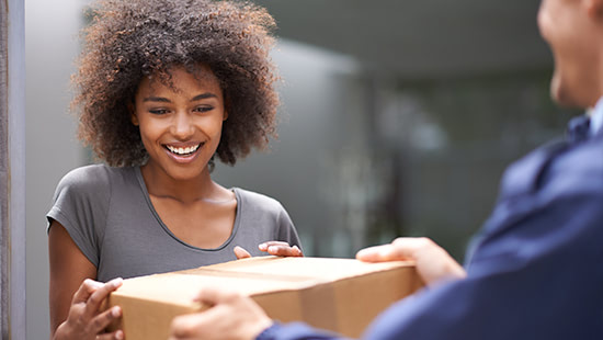 Person receiving a parcel delivery