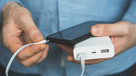 phone and a power bank