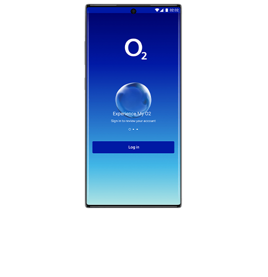 Smartphone showing My O2 app log in screen