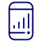 Blue icon of phone with three signal bars in the middle
