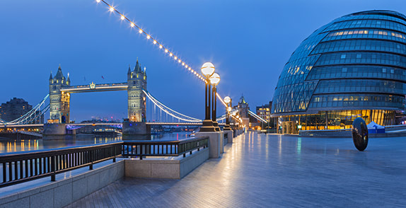 London Bridge landscape view from London Southbank