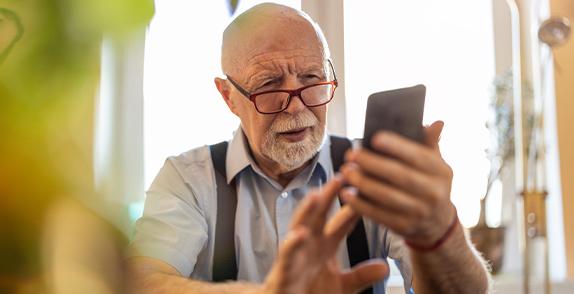 person holding their phone