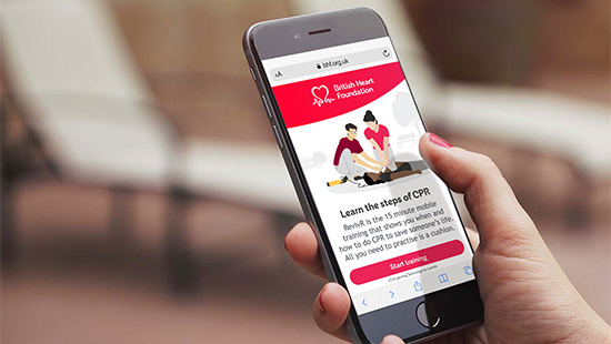 British Heart Foundation website on a phone screen
