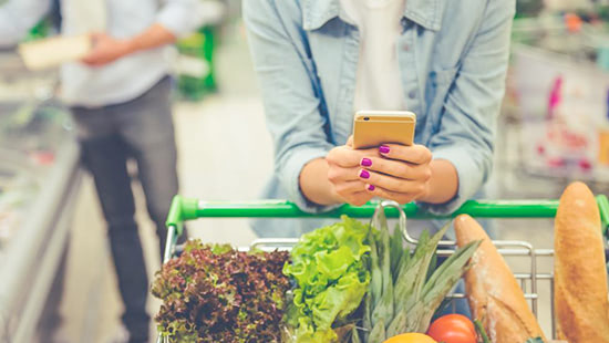shopping trolley with vegetables